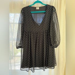 Aritzia black polka dot dress